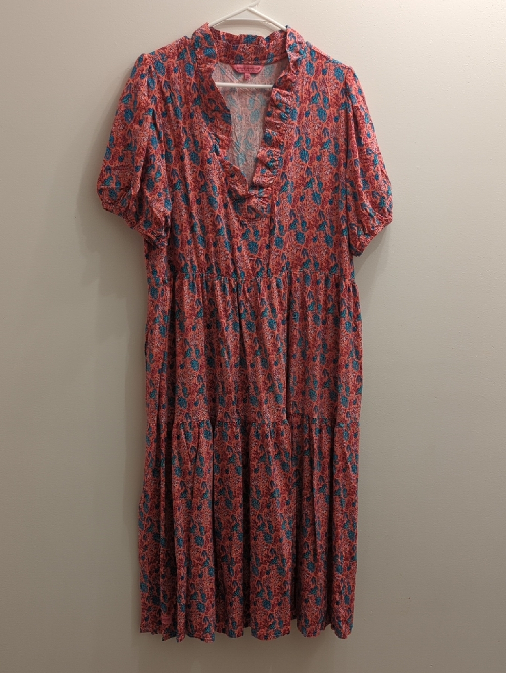 Simply Southern Coral Pink Dress with Teal Sea Horse Print